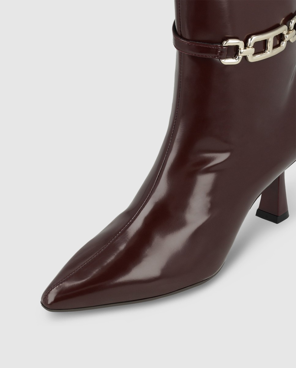 Botines de mujer en tejido efecto piel brillo - Lodi - Burdeos Burdeos-4