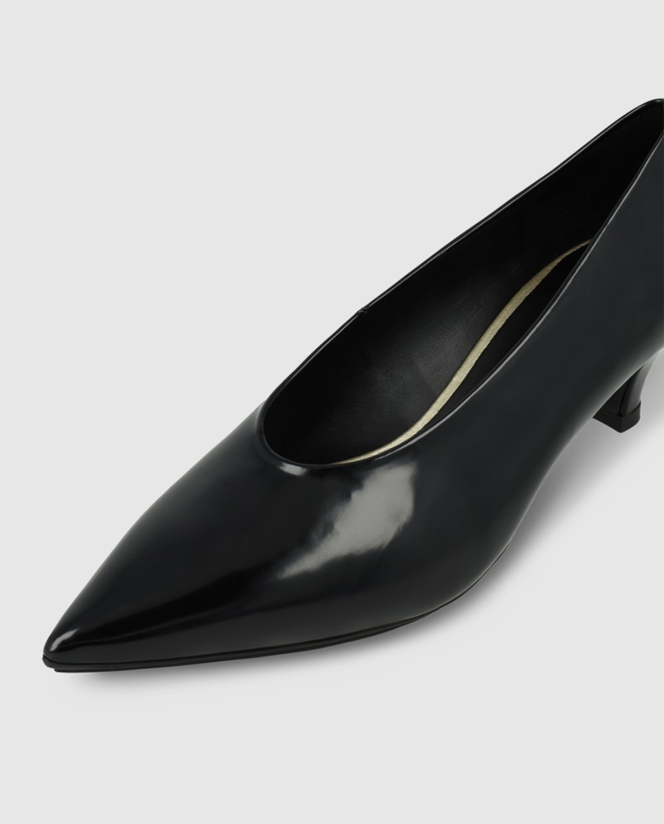 Imagen 4 de Zapatos de salón de mujer en tejido efecto piel con escote alto - Lodi - Negro brillante Negro brillante