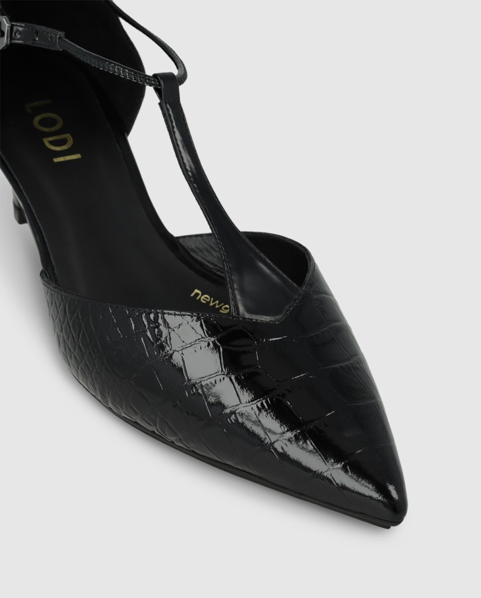 Zapatos de salón de mujer en piel grabadatipo merceditas - Lodi - Negro Negro-4