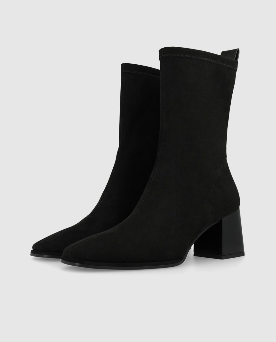 Botines de mujer en antelina con tacón - Lodi - Negro Negro-3