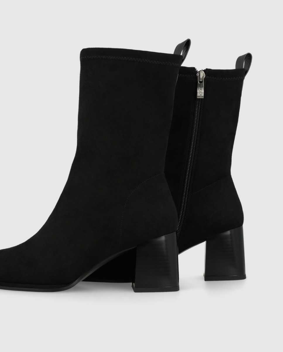 Botines de mujer en antelina con tacón - Lodi - Negro Negro-2