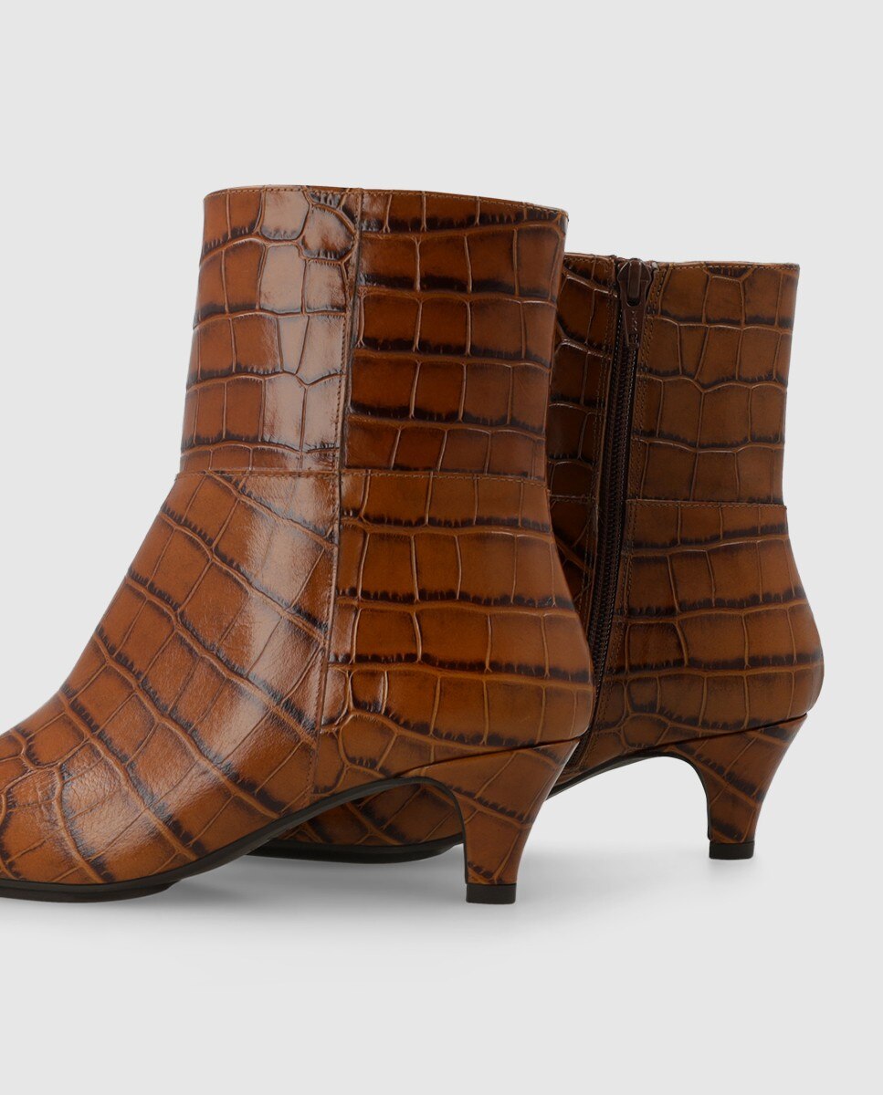 Imagen 2 de Botines de mujer en piel grabada con tacón - Lodi - Marrón oscuro Marrón oscuro