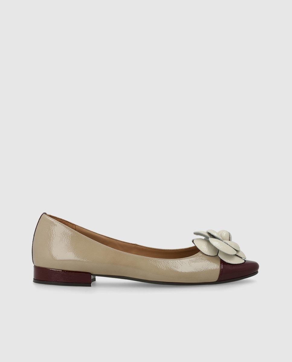 Bailarinas de mujer en piel efecto charol - Lodi - Beige Beige-1