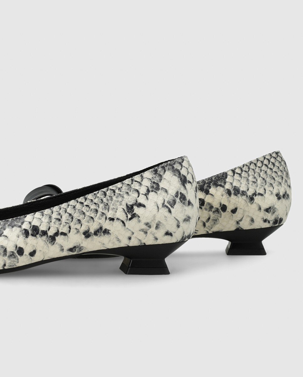 Zapatos de mujer en piel efecto animal print - Lodi - Blanco / Negro Blanco / Negro-2