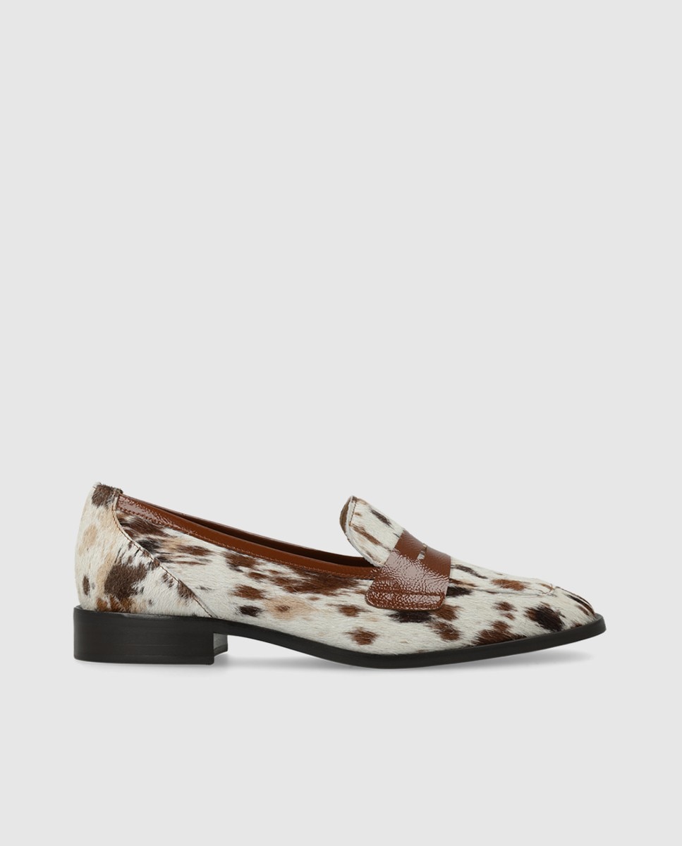 Lodi - Mocasines de mujer en piel con pelo efecto animal print.