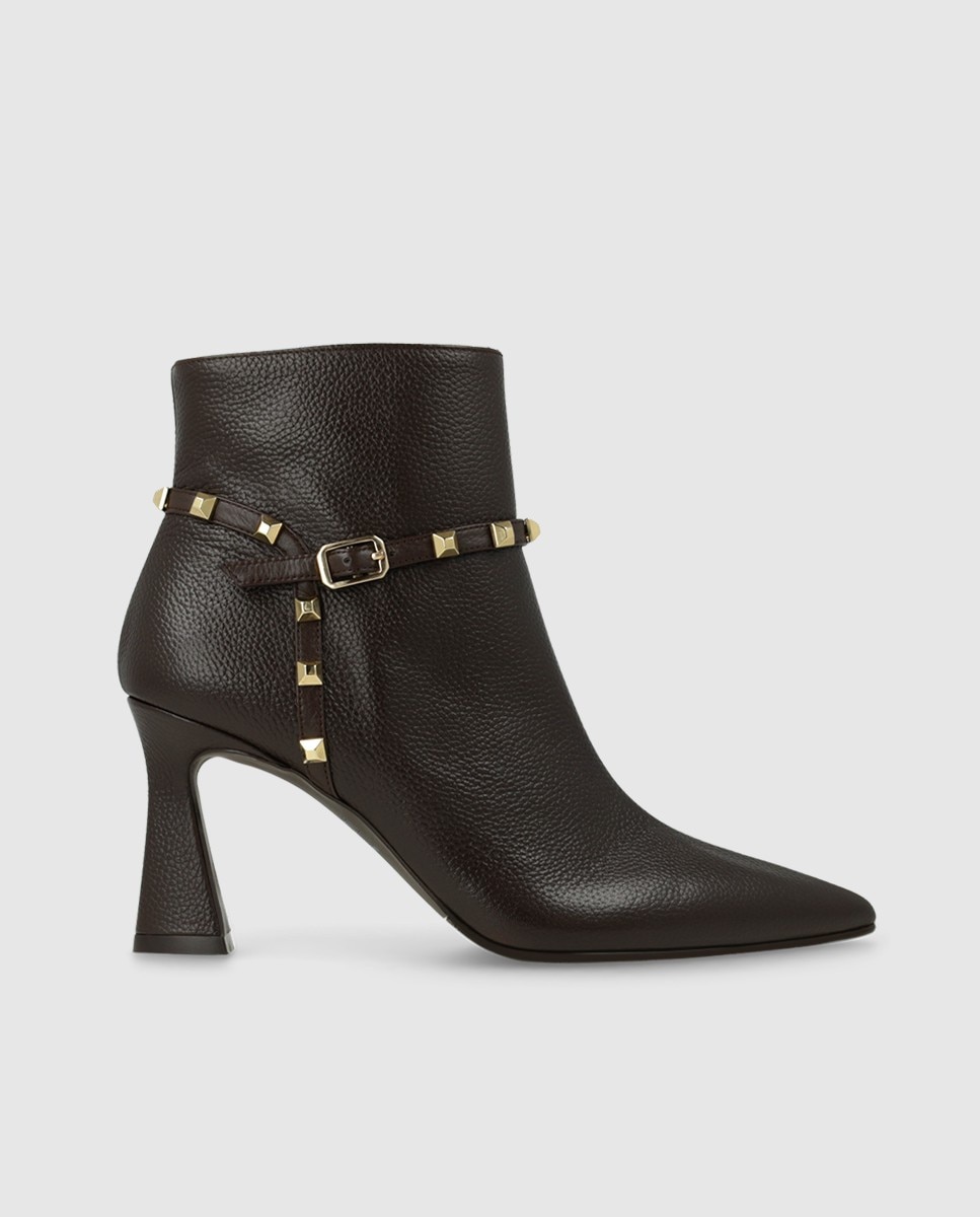 Botines de mujer en piel con tachas - Lodi - Negro Negro-1