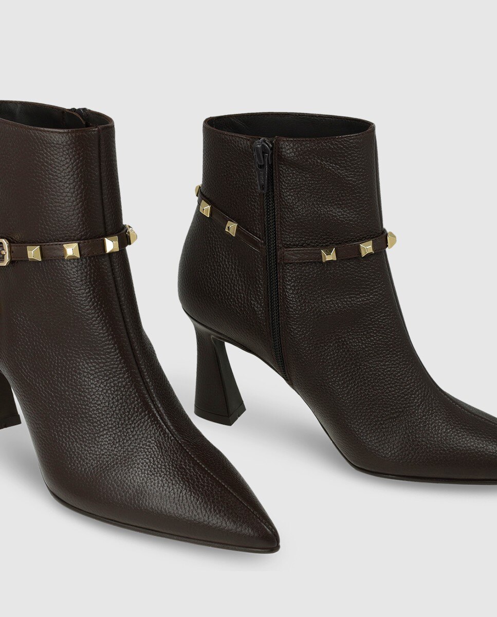 Botines de mujer en piel con tachas - Lodi - Negro Negro-4