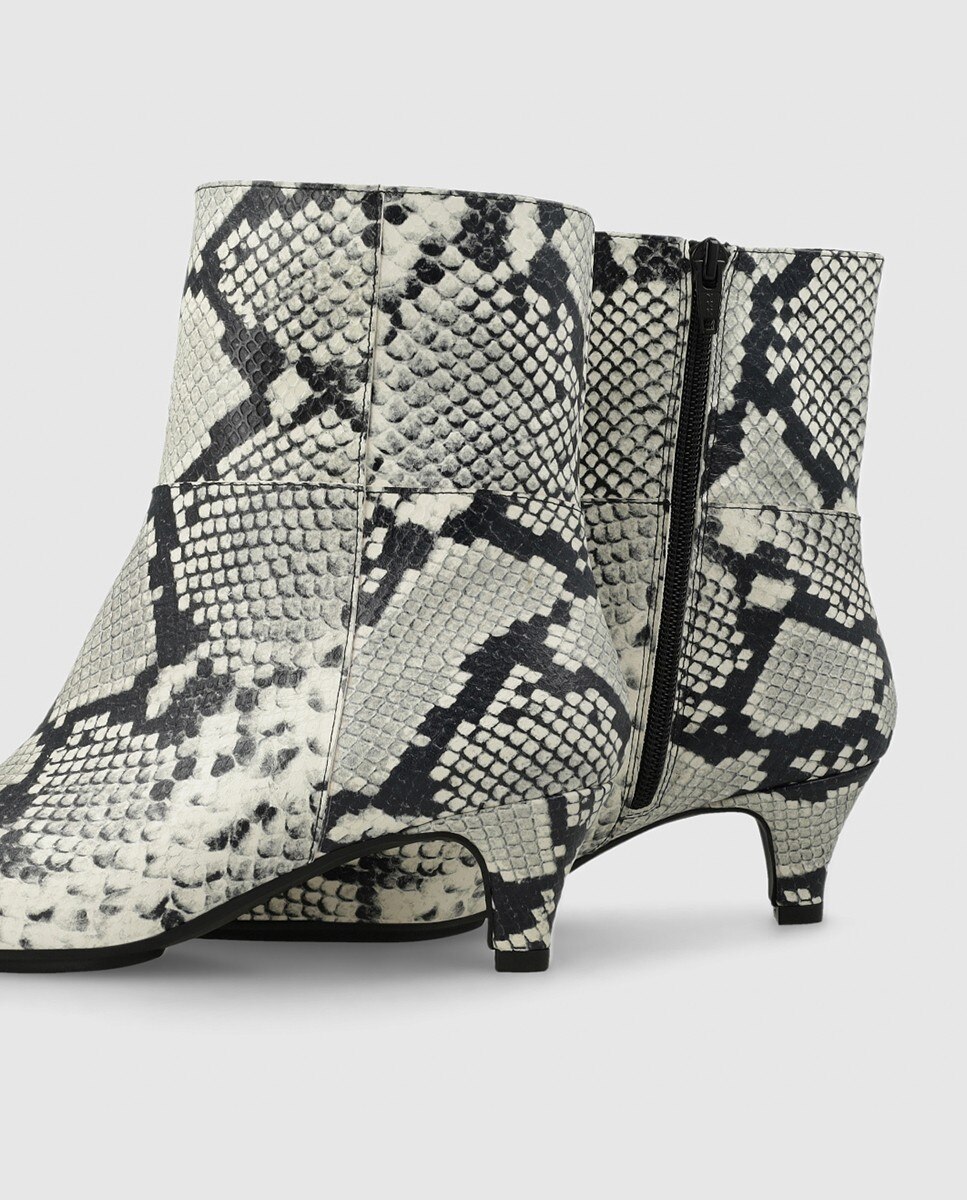 Botines de mujer en piel efecto animal print con tacón - Lodi - Blanco / Negro Blanco / Negro-2