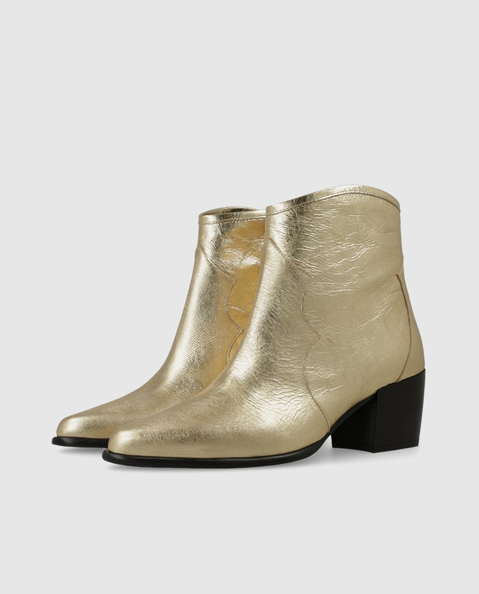 Botines de mujer en piel metalizada - Lodi - Dorado Dorado-3