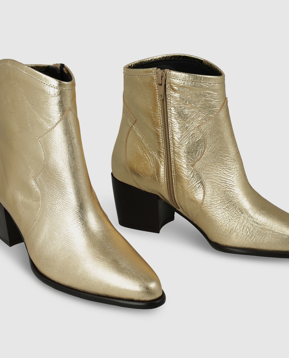 Botines de mujer en piel metalizada - Lodi - Dorado Dorado-4