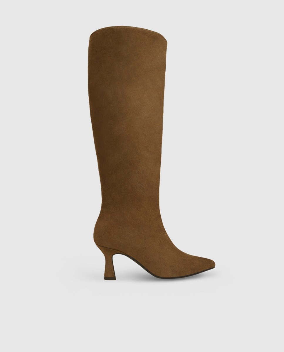 Lodi - Botas altas de mujer en antelina con tacón geométrico.