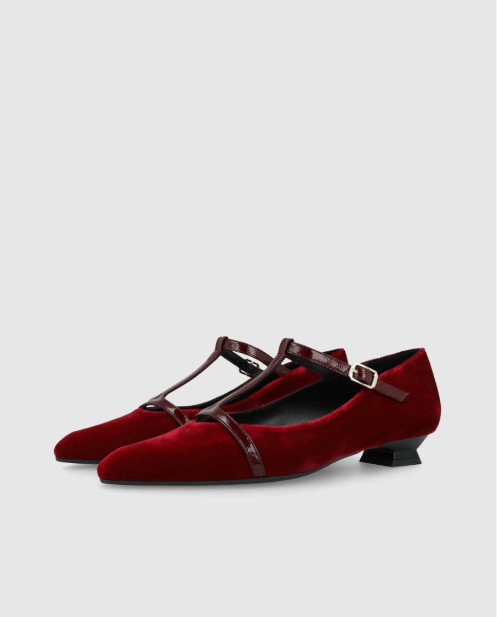 Merceditas de mujer en terciopelo y charol - Lodi - Rojo Rojo-3