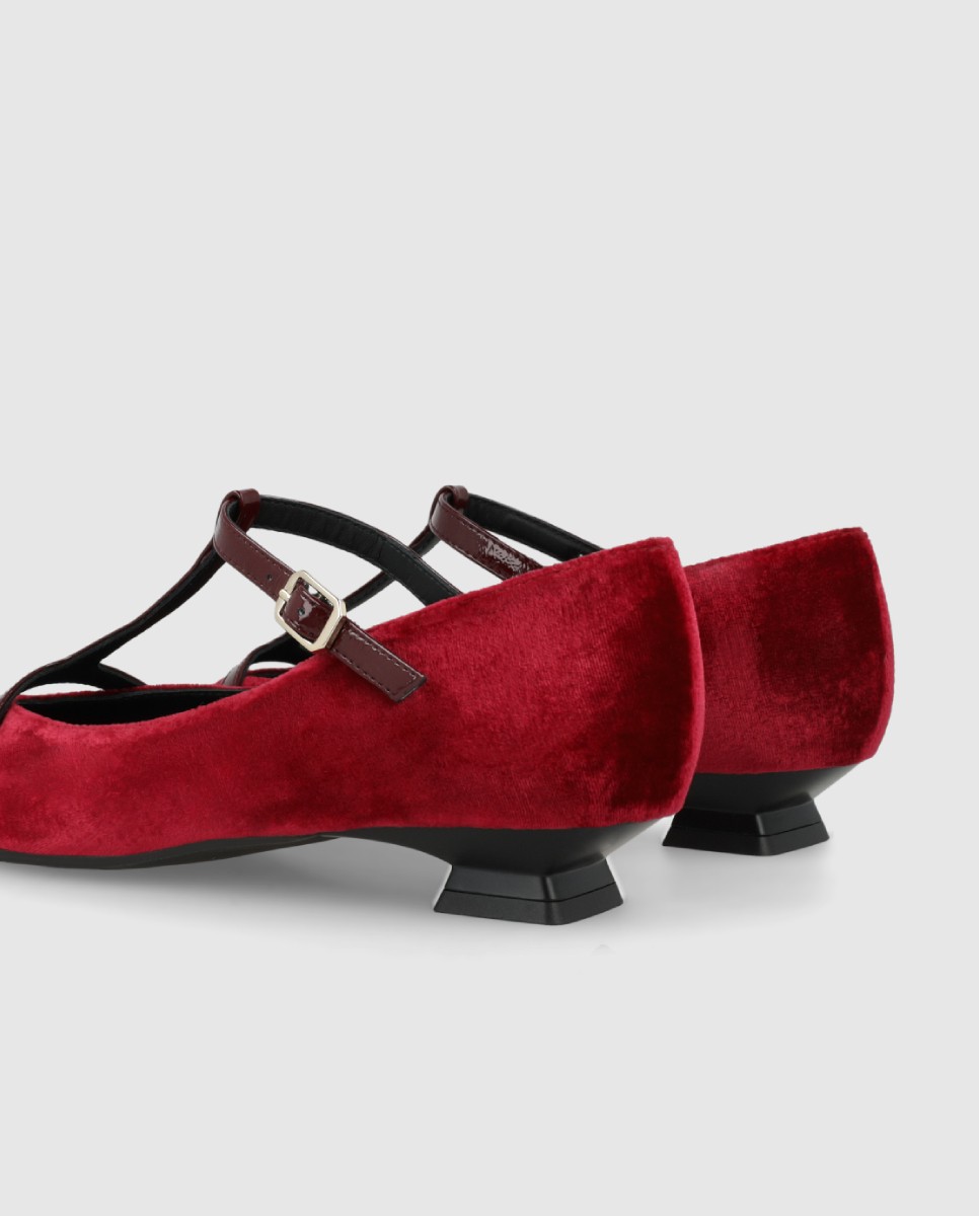 Merceditas de mujer en terciopelo y charol - Lodi - Rojo Rojo-2