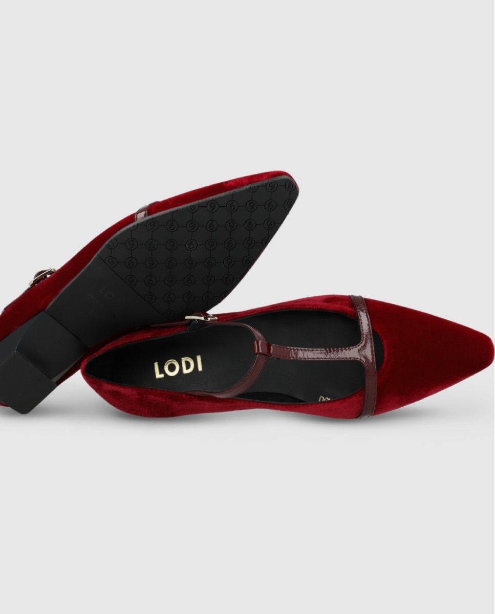 Merceditas de mujer en terciopelo y charol - Lodi - Rojo Rojo-4