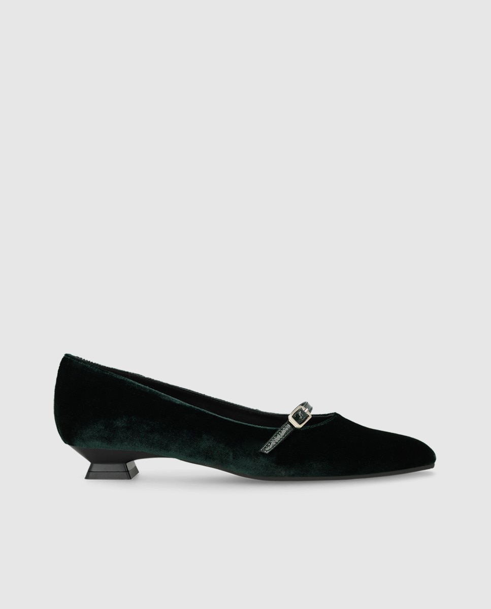Zapatos de salón de mujer en terciopelo - Lodi - Negro / Verde Negro / Verde-1