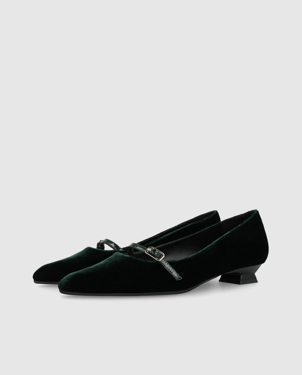 Zapatos de salón de mujer en terciopelo - Lodi - Negro / Verde Negro / Verde-3