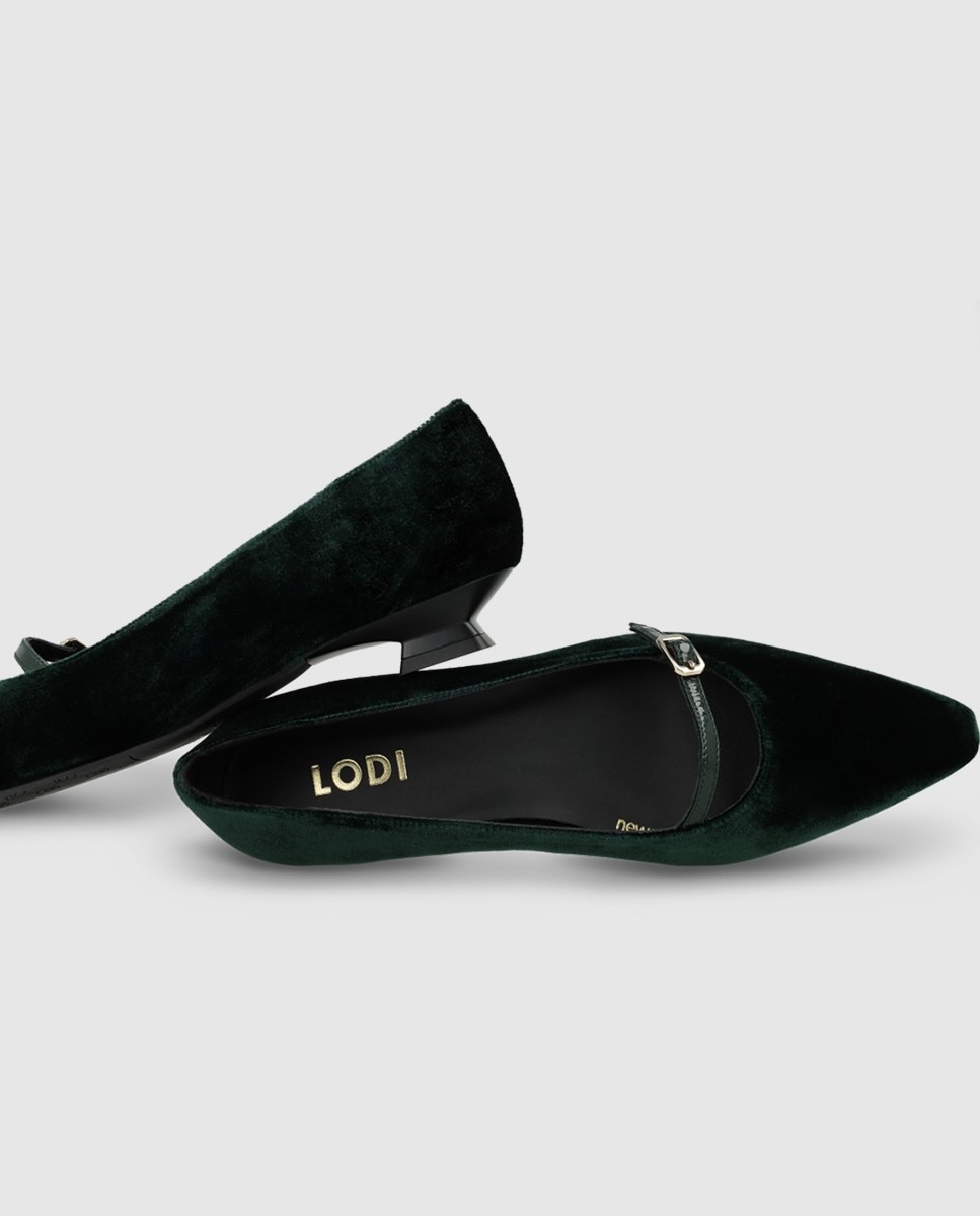 Zapatos de salón de mujer en terciopelo - Lodi - Negro / Verde Negro / Verde-4