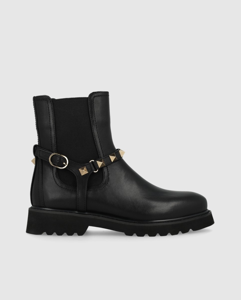 Botines de mujer en piel con tachas - Lodi - Negro Negro-1