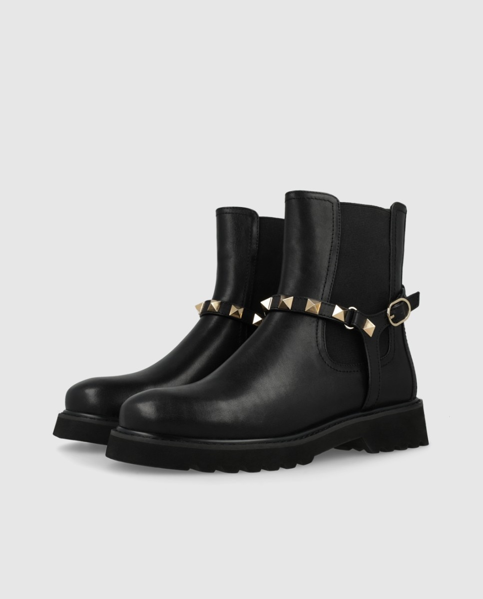 Botines de mujer en piel con tachas - Lodi - Negro Negro-3