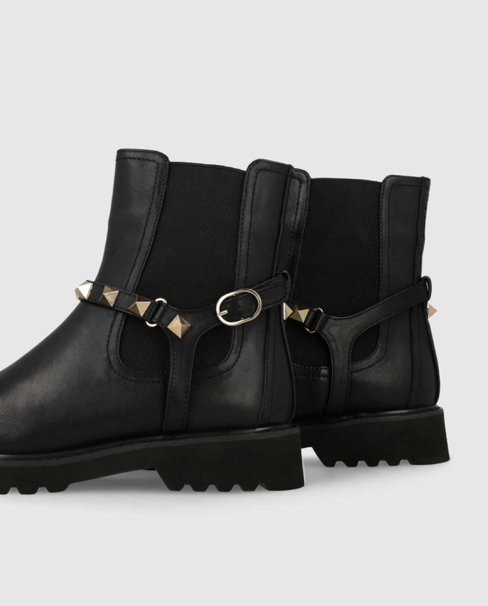 Botines de mujer en piel con tachas - Lodi - Negro Negro-2