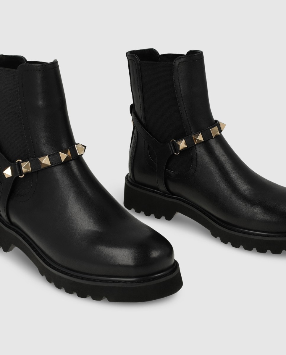 Botines de mujer en piel con tachas - Lodi - Negro Negro-4