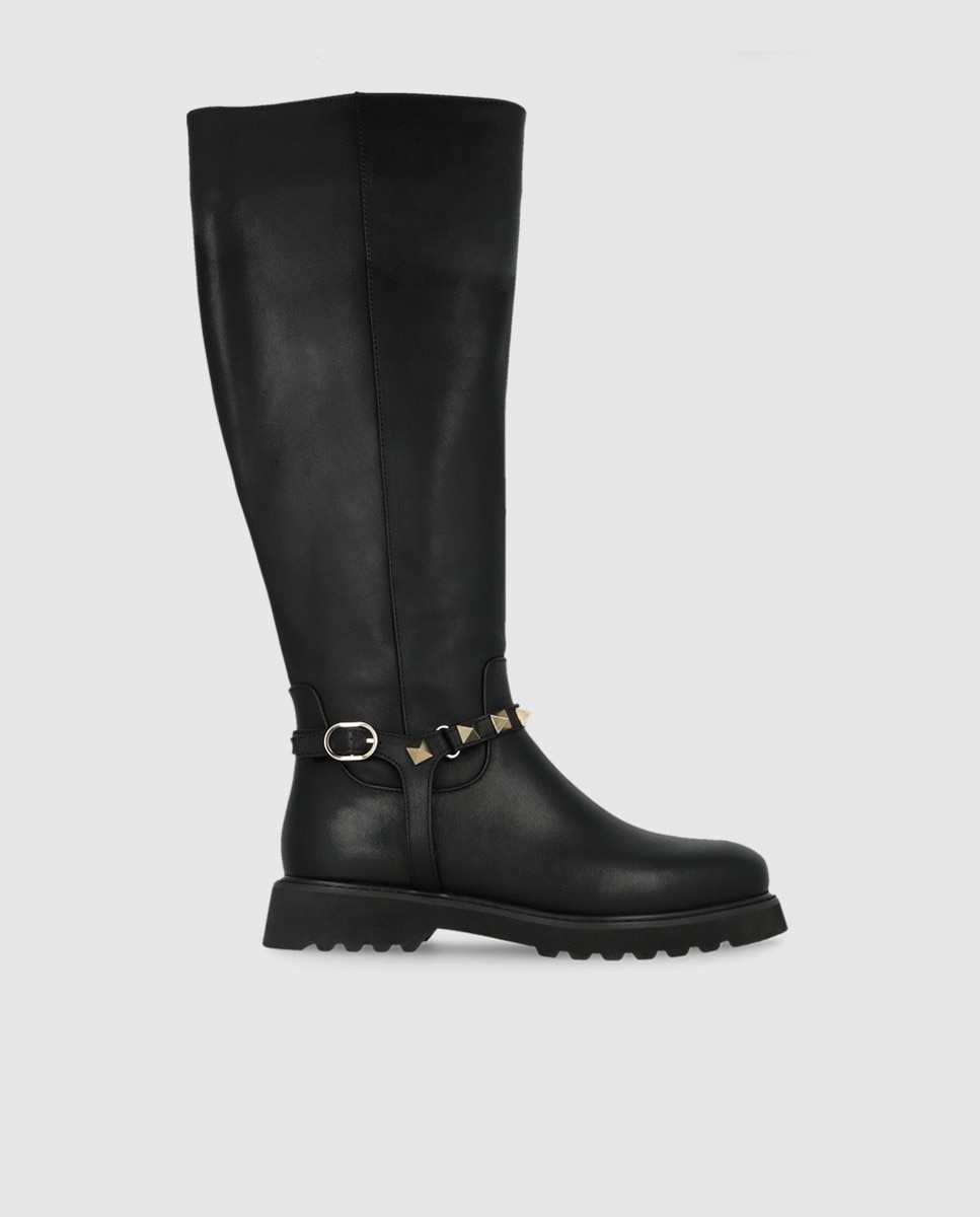 Botas de mujer en piel con tachas - Lodi - Negro Negro-1