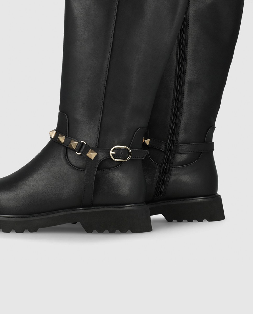 Botas de mujer en piel con tachas - Lodi - Negro Negro-2