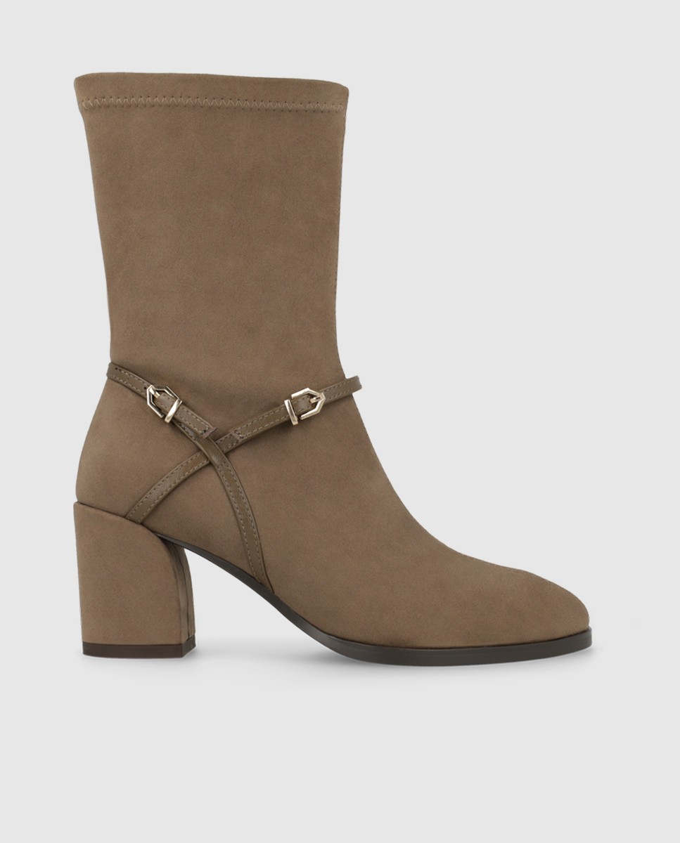 Botines de mujer en antelina con tacón - Lodi - Marrón Marrón-1