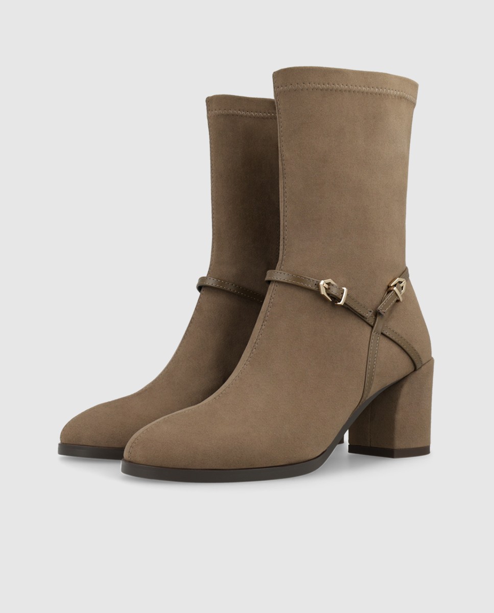 Botines de mujer en antelina con tacón - Lodi - Marrón Marrón-3