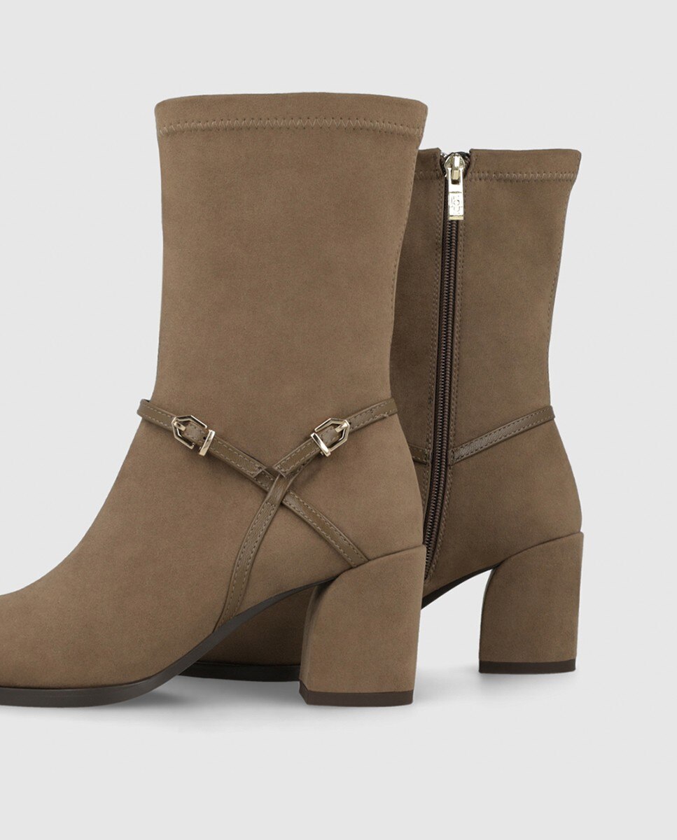Botines de mujer en antelina con tacón - Lodi - Marrón Marrón-2