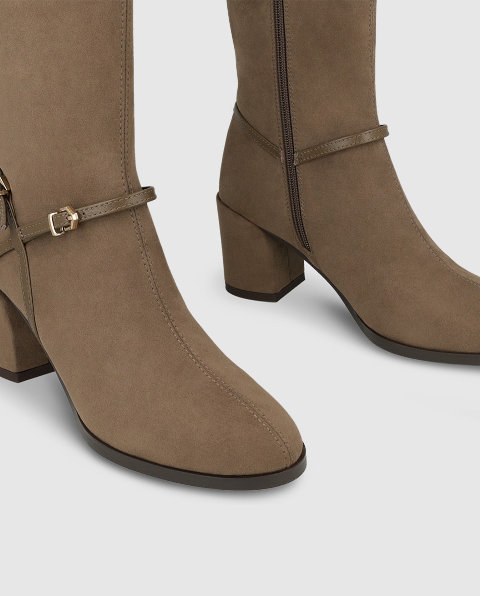 Botines de mujer en antelina con tacón - Lodi - Marrón Marrón-4