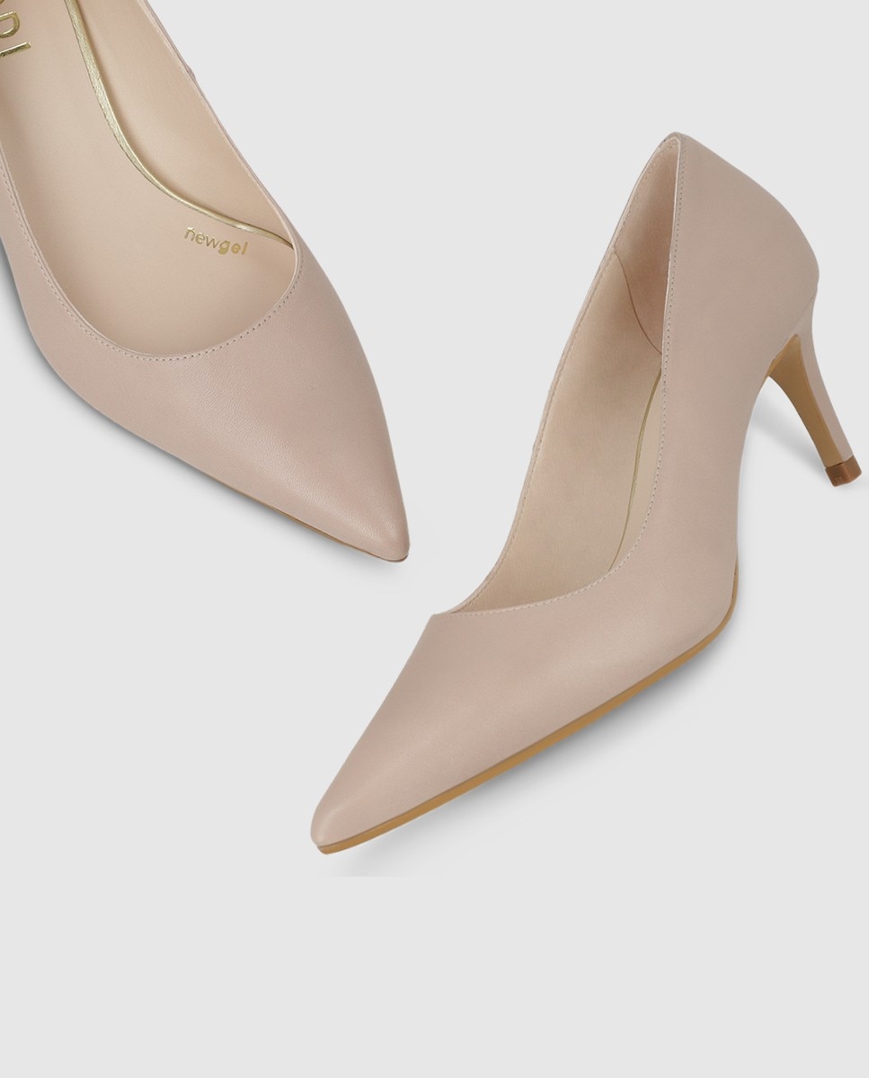 Zapatos de salón de mujer en piel con tacón - Lodi - Beige Beige-4