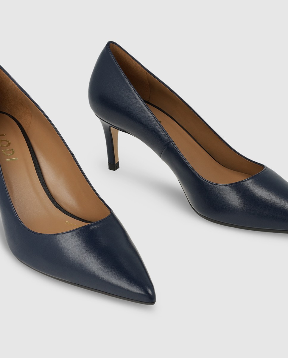 Zapatos de salón de mujer en piel con tacón - Lodi - Azul marino Azul marino-4