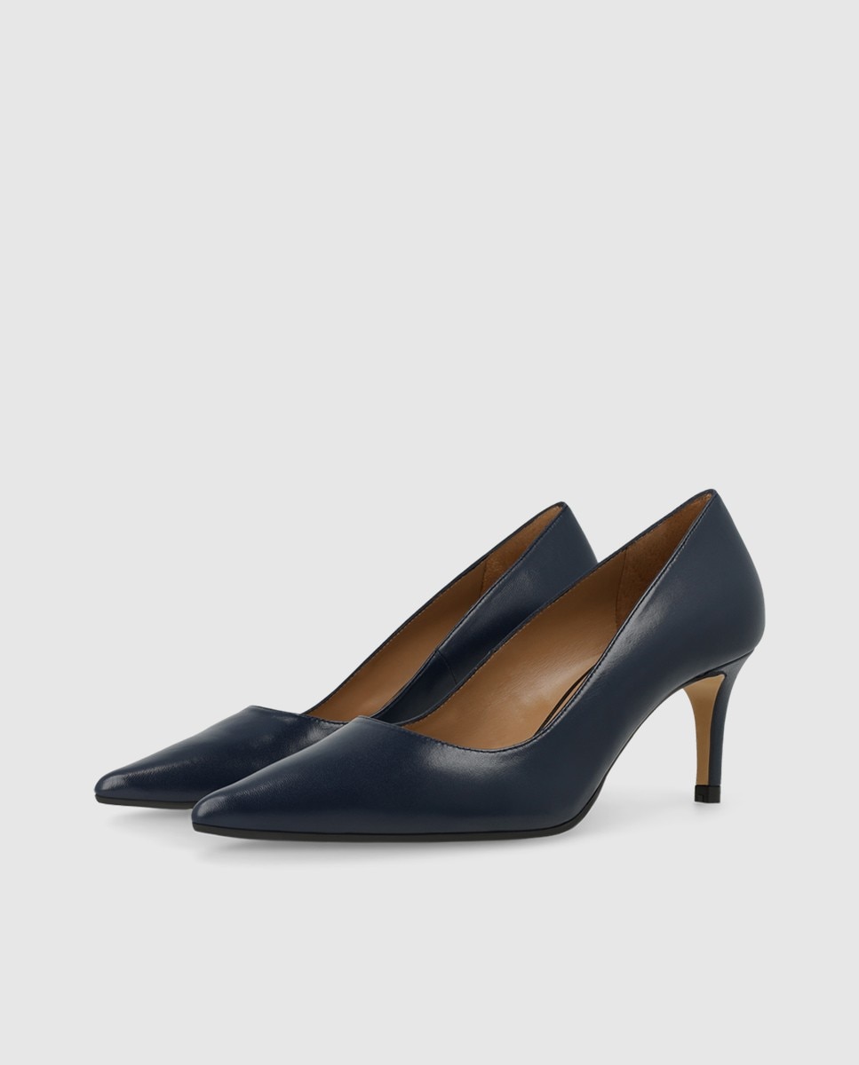 Zapatos de salón de mujer en piel con tacón - Lodi - Azul oscuro Azul oscuro-3