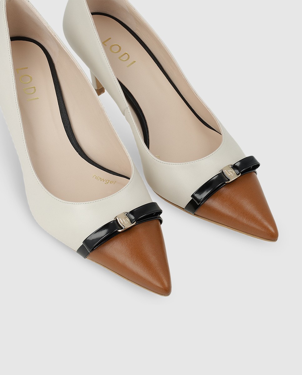 Zapatos de salón de mujer en piel con lazo - Lodi - Blanco Blanco-4