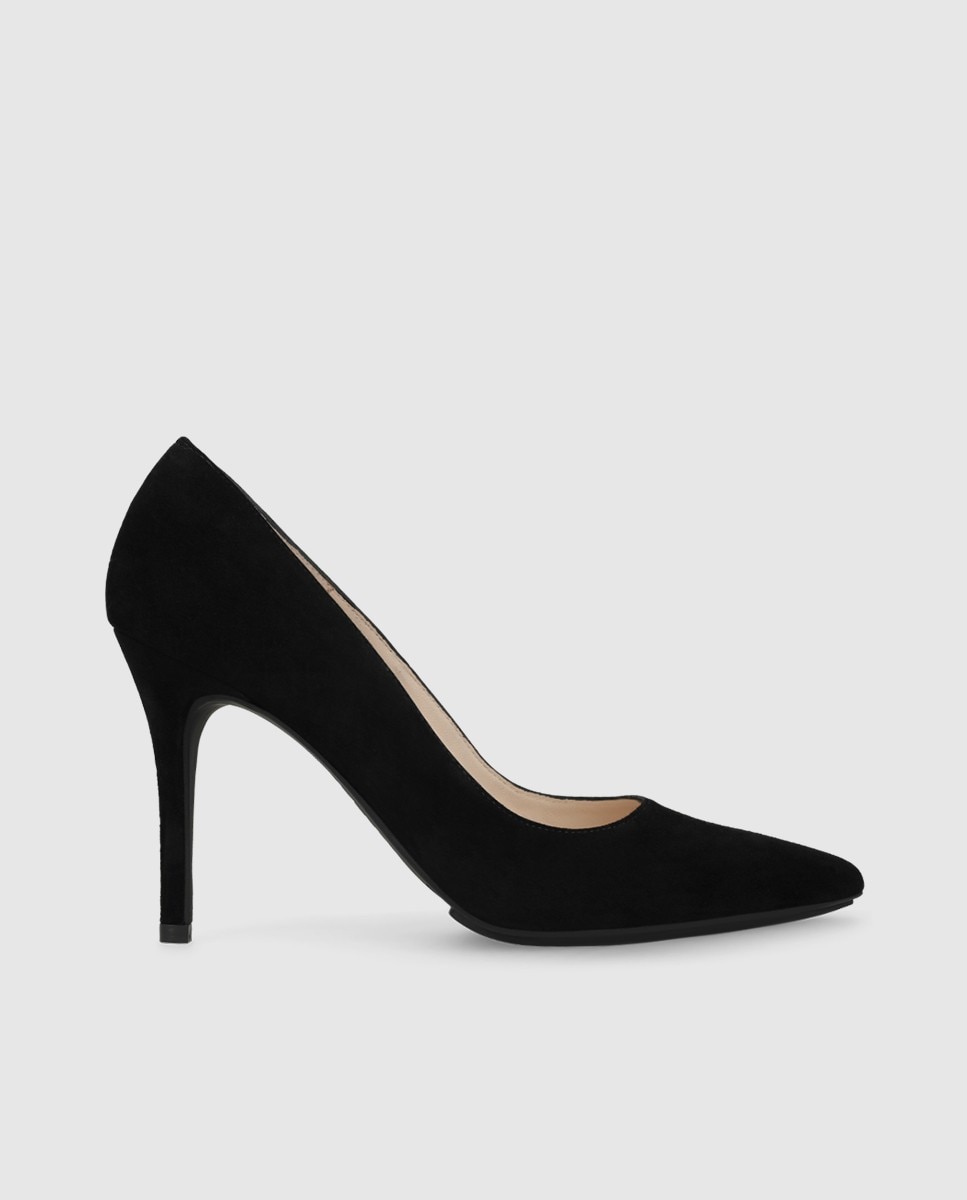 Imagen 1 de Zapatos de salón de mujer en ante con tacón Negro