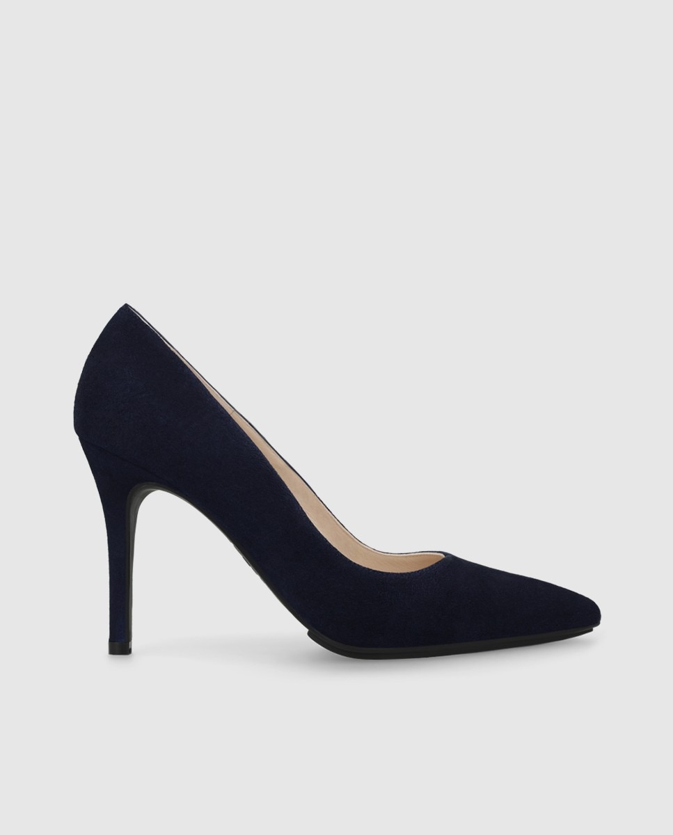 Zapatos de salón de mujer en ante con tacón - Lodi - Azul oscuro Azul oscuro-1