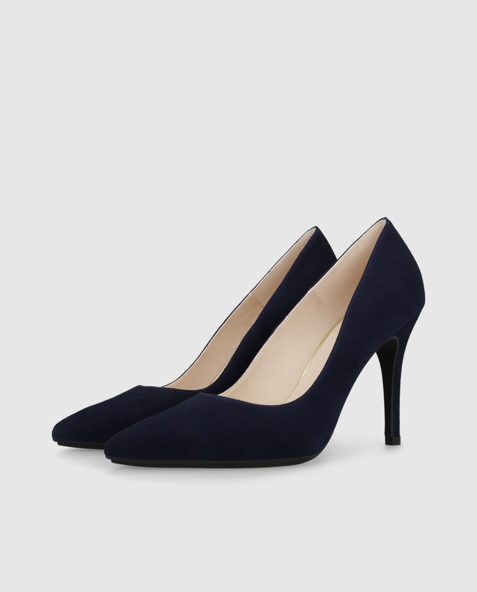 Zapatos de salón de mujer en ante con tacón - Lodi - Azul oscuro Azul oscuro-3