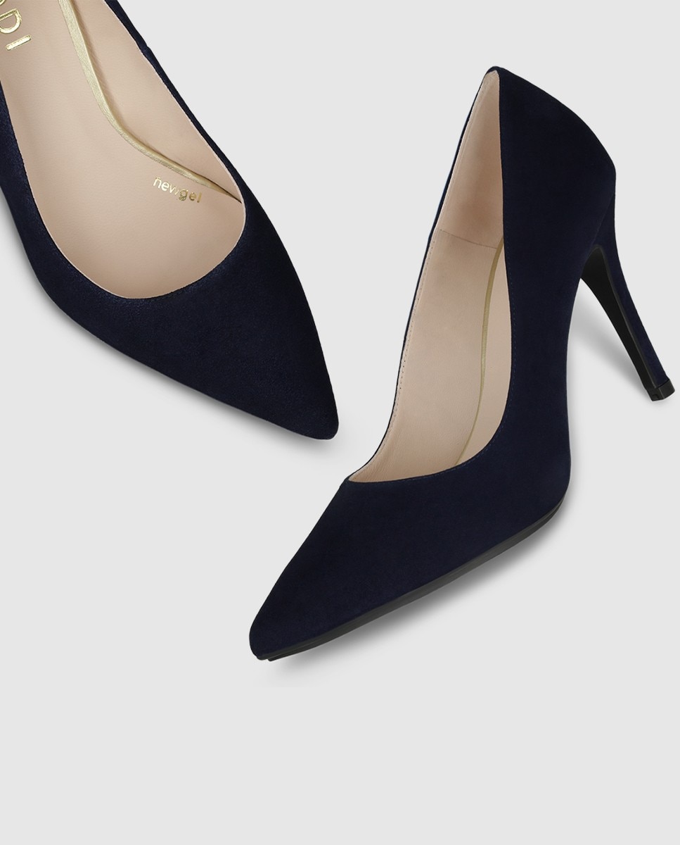 Zapatos de salón de mujer en ante con tacón - Lodi - Azul oscuro Azul oscuro-2
