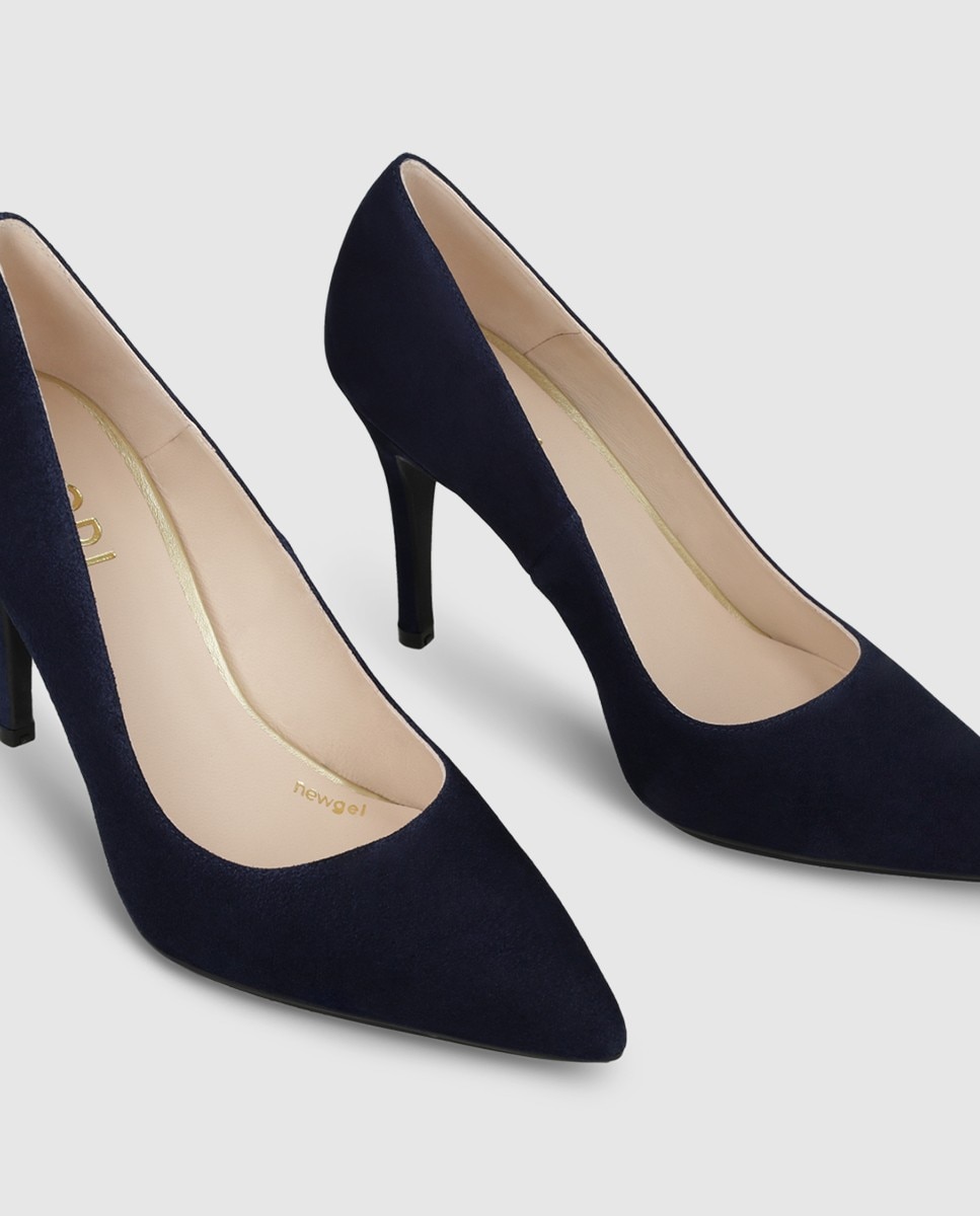 Zapatos de salón de mujer en ante con tacón - Lodi - Azul oscuro Azul oscuro-4