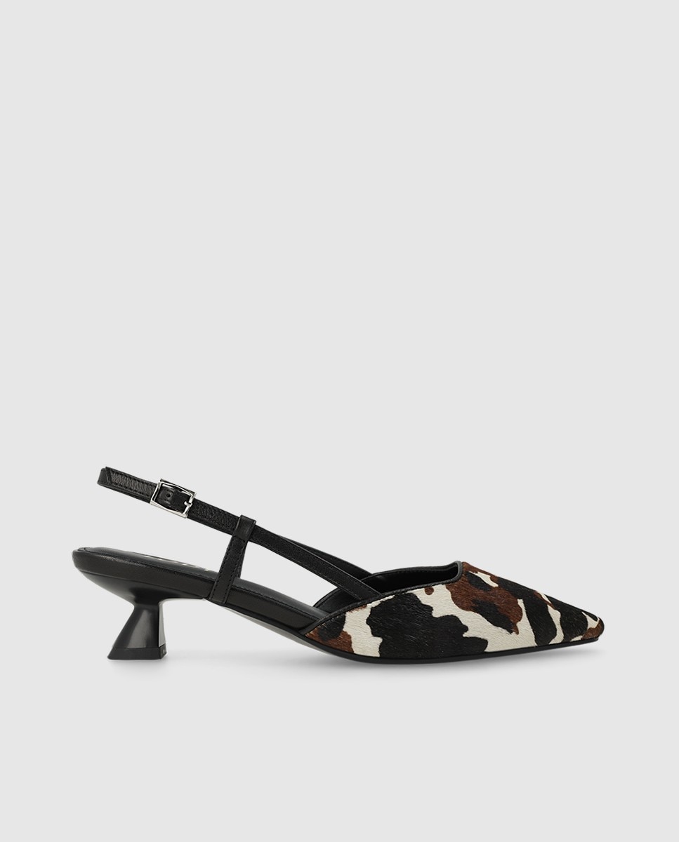 Lodi - Zapatos de salón destalonados de mujer en piel y efecto animal print.