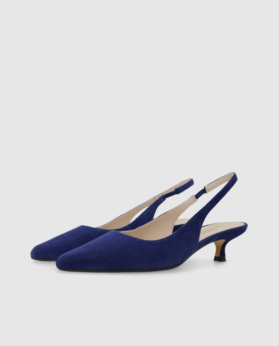 Zapatos de salón destalonados de mujer en ante - Lodi - Azul Azul-3