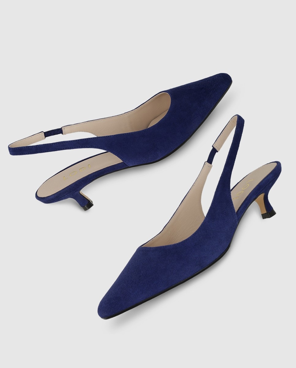 Zapatos de salón destalonados de mujer en ante - Lodi - Azul Azul-4