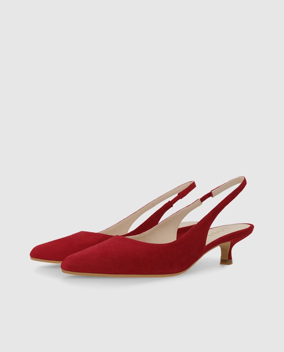 Zapatos de salón destalonados de mujer en ante - Lodi - Rojo Rojo-3
