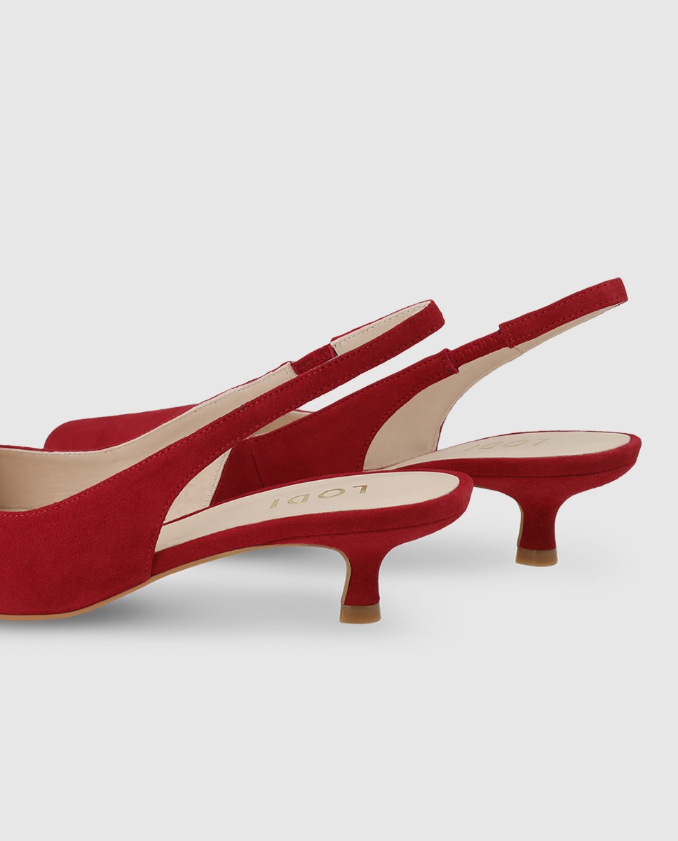 Zapatos de salón destalonados de mujer en ante - Lodi - Rojo Rojo-2
