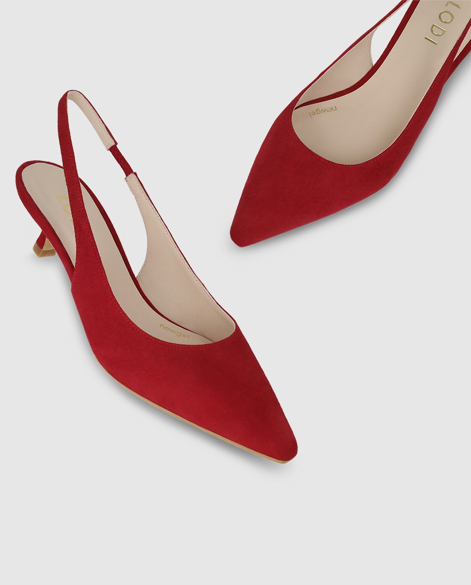 Zapatos de salón destalonados de mujer en ante - Lodi - Rojo Rojo-4