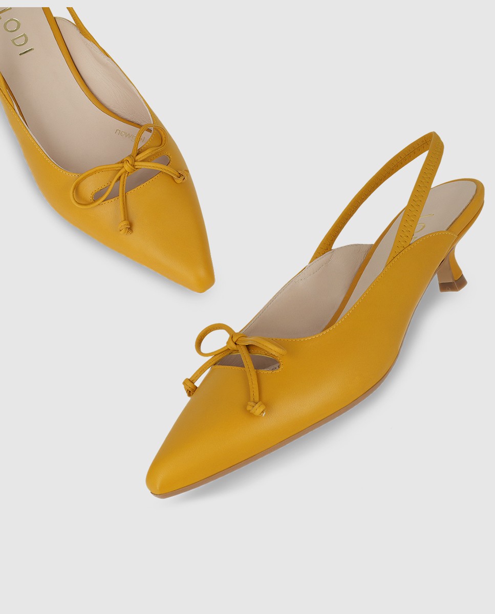 Mules de mujer en piel con lazo - Lodi - Amarillo Amarillo-4