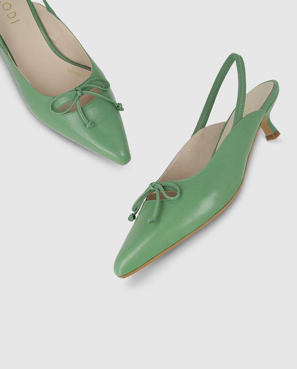 Imagen 4 de Mules de mujer en piel con lazo - Lodi - Verde Verde