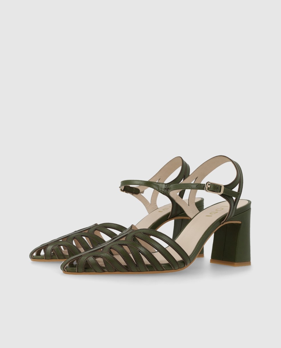 Sandalias de mujer en piel tipo cangrejera - Lodi - Verde Verde-3