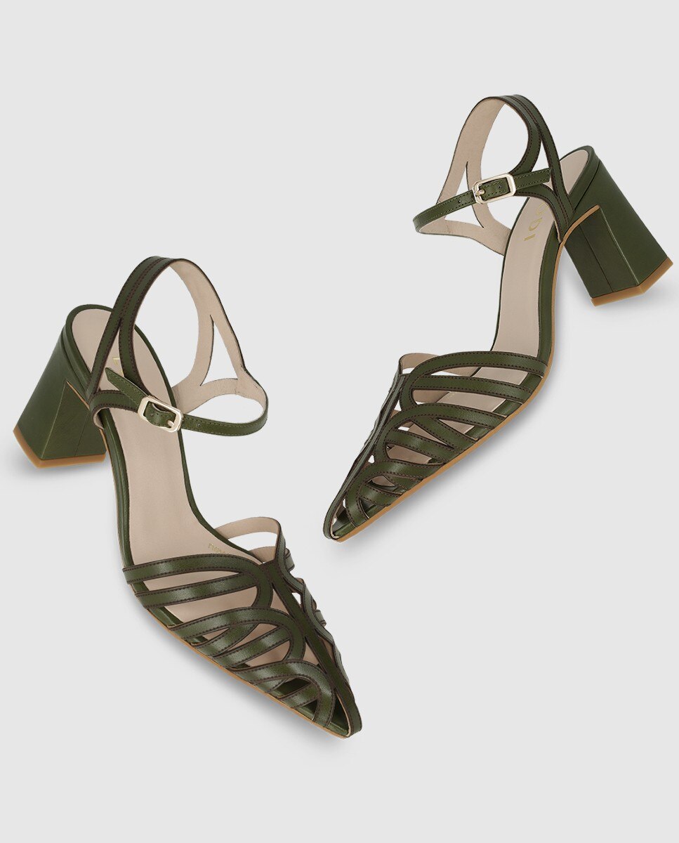 Sandalias de mujer en piel tipo cangrejera - Lodi - Verde Verde-4